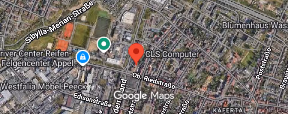 Kartenansicht der CLS Computer Hauptfiliale in Mannheim-Käfertal